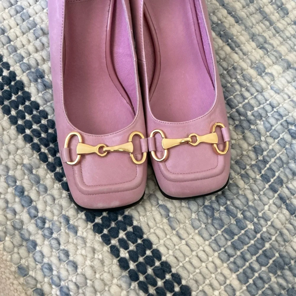 Jeffery Campbell nobility pump Pink Gold Decorative Hardware square toe size 7 - Picture 4 of 6